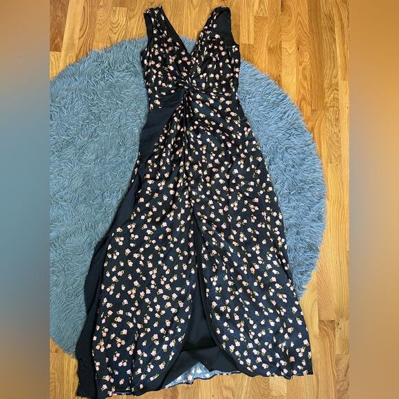 SELF-PORTRAIT Twisted Floral-print Satin-jacquard Maxi Dress Size 6 - Picture 4 of 9